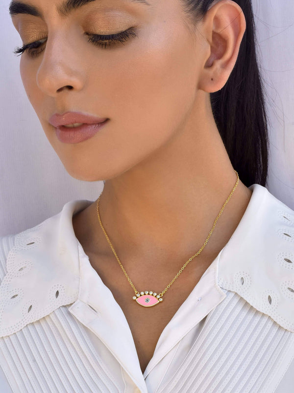 Pink Evil Eye Necklace