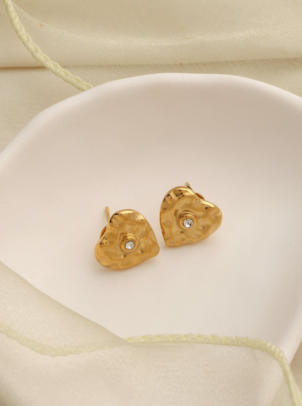 Hammered Heart Studs
